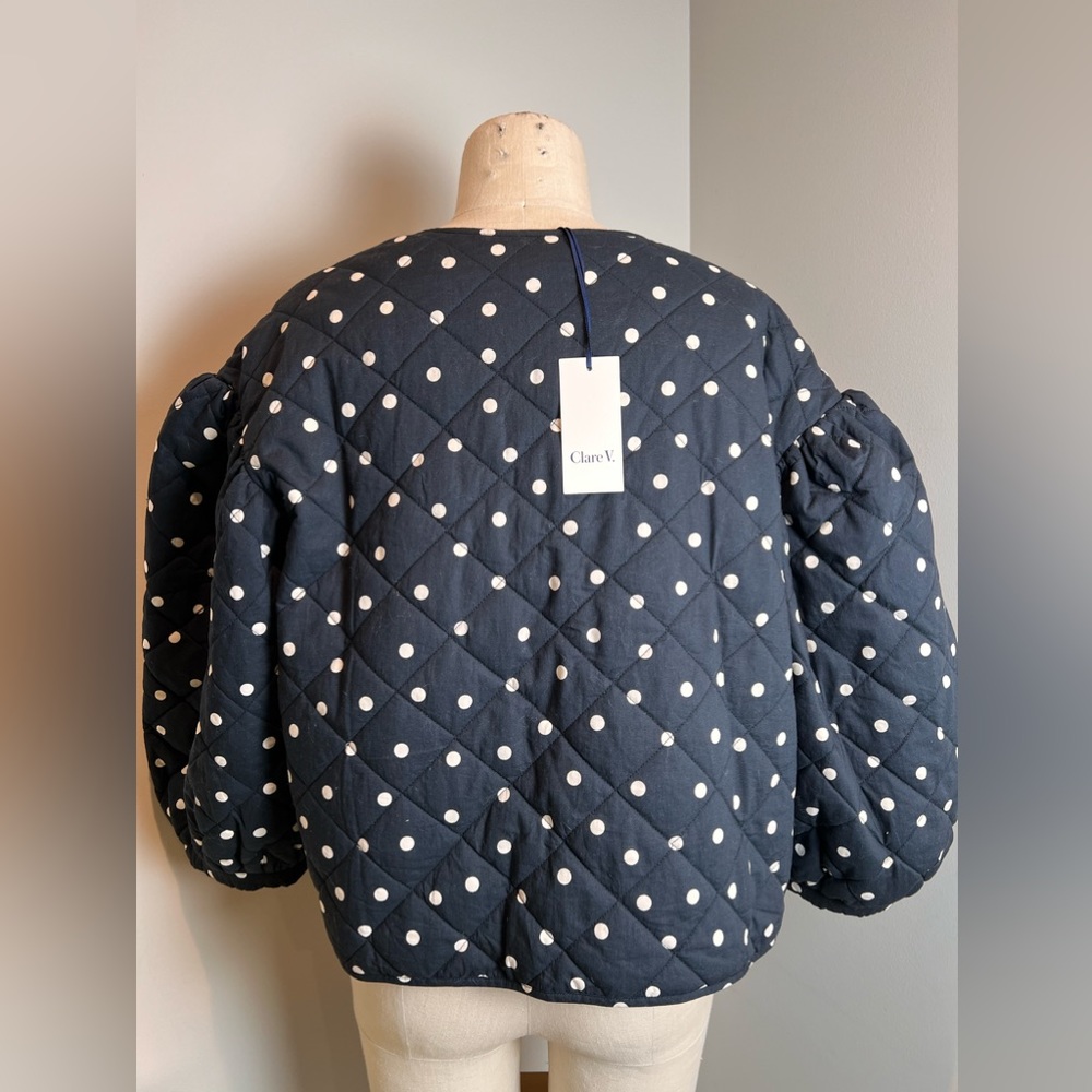 Clare V Black Puff Jacket with White Dots - Picture 6 of 7